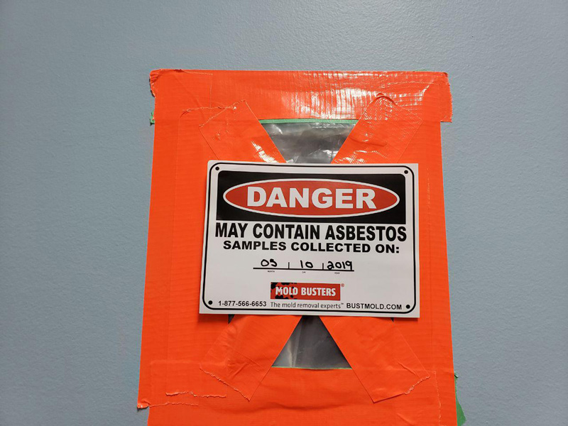 step 9 asbestos in drywall testing warning sticker