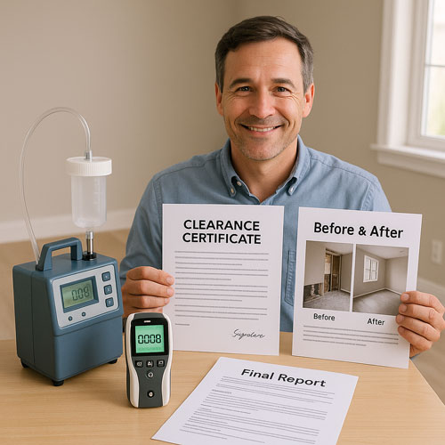 Post-remediation verification testing and clearance documentation