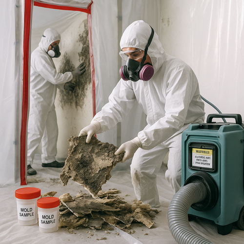 Professional mold remediation with containment and HEPA filtration