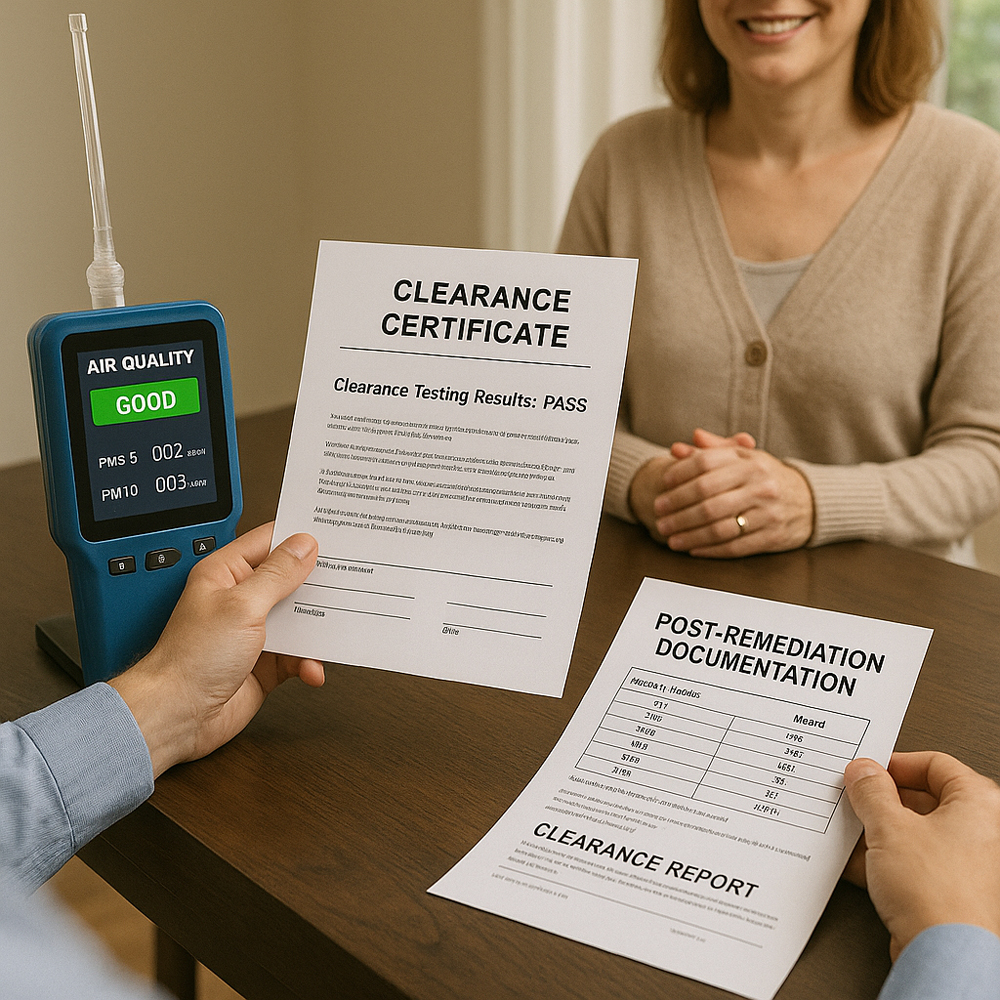 Post-remediation air quality testing and health clearance certification