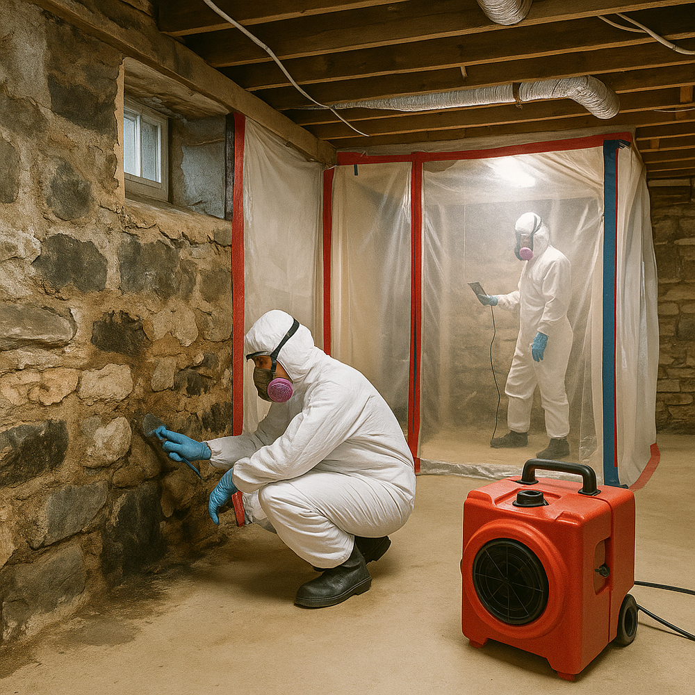 Professional basement mold removal in Val-des-Monts Quebec home