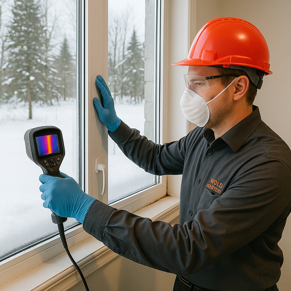 Window mold removal and condensation control in Quebec home
