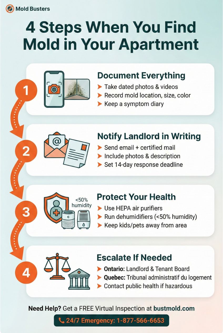 4 Steps When You Find Mold in Your Apartment - Document, Notify, Protect, Escalate
