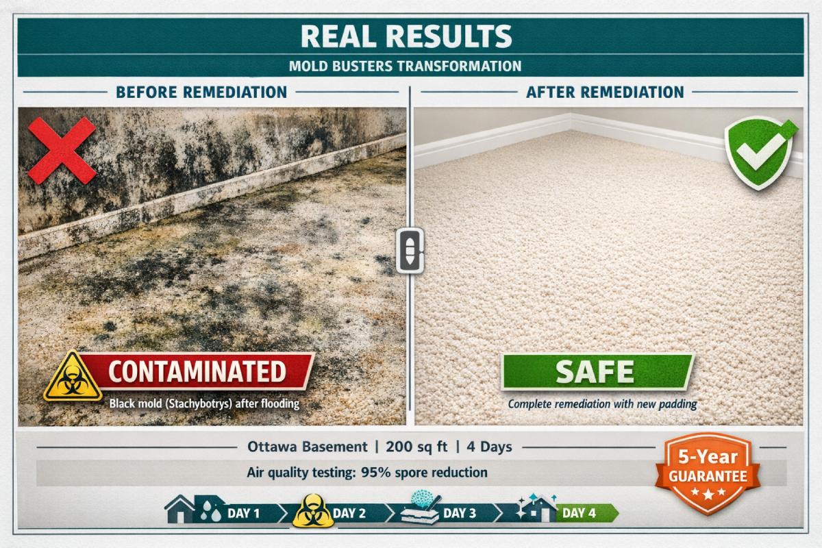 Before and after carpet mold removal