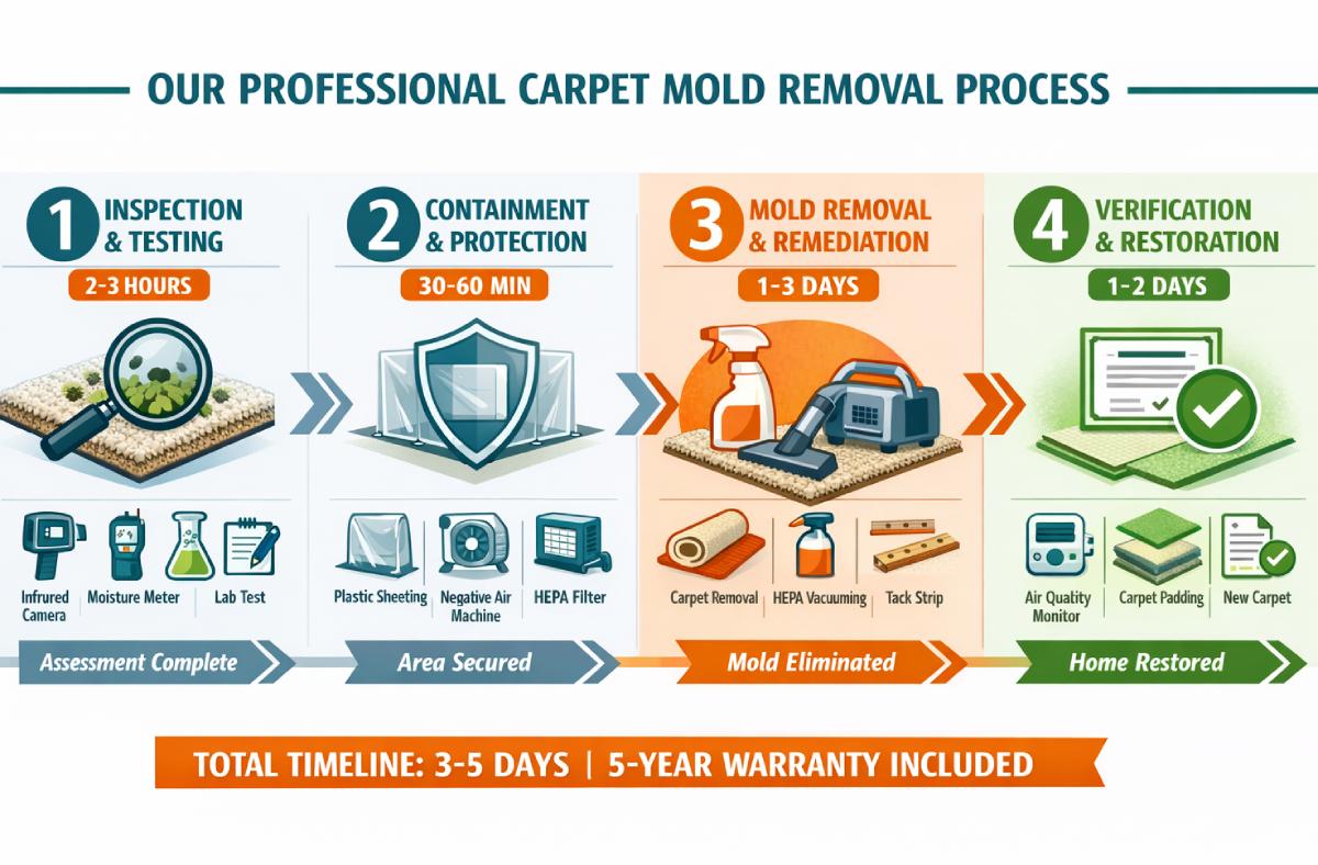 Professional carpet mold removal 4 step process