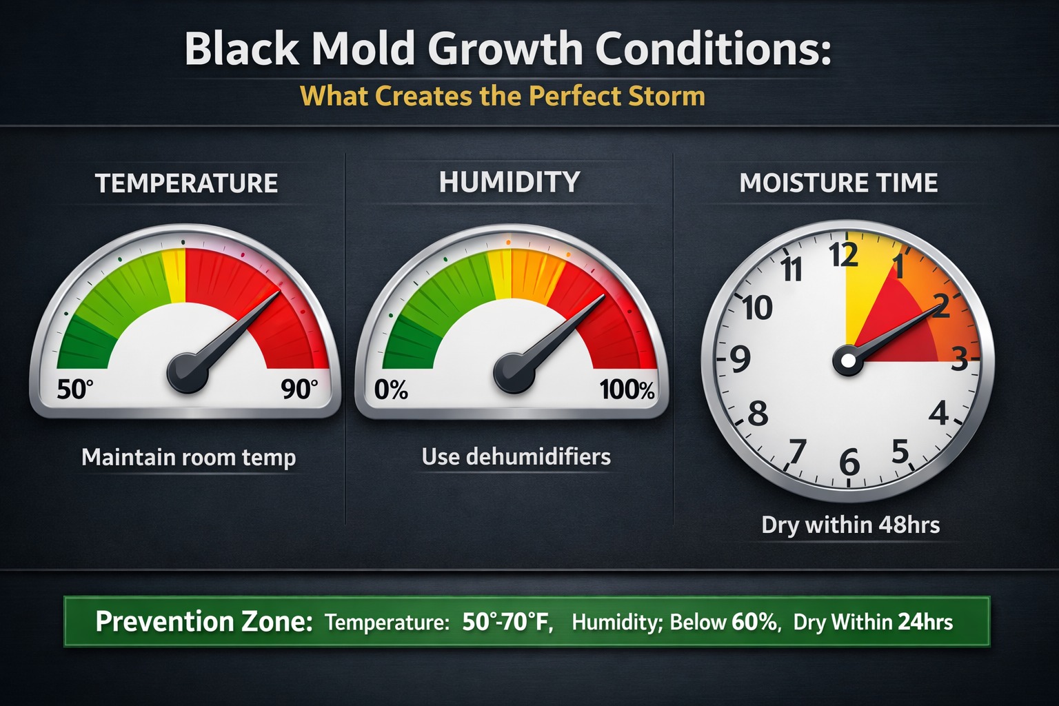 black mold ideal growth conditions temperature humidity