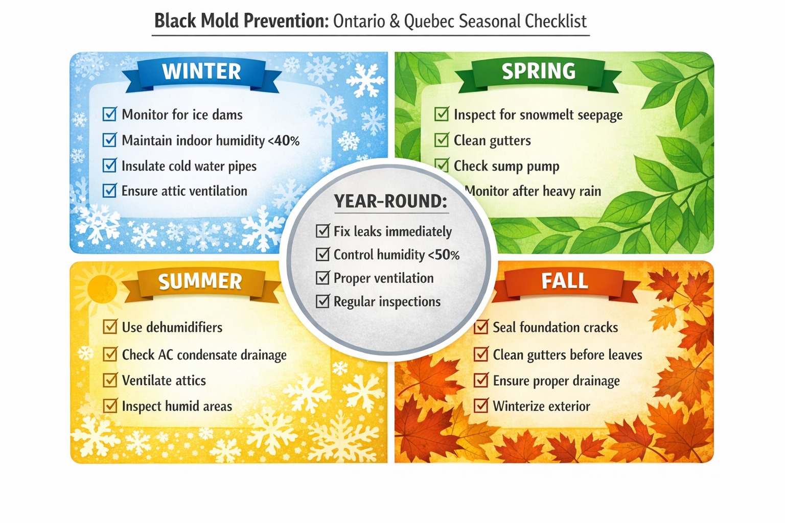 black mold prevention checklist ontario quebec seasonal
