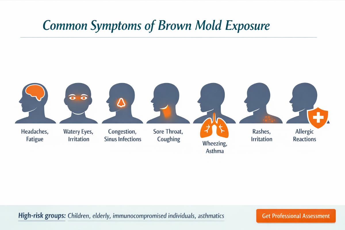 common health symptoms from brown mold exposure infographic