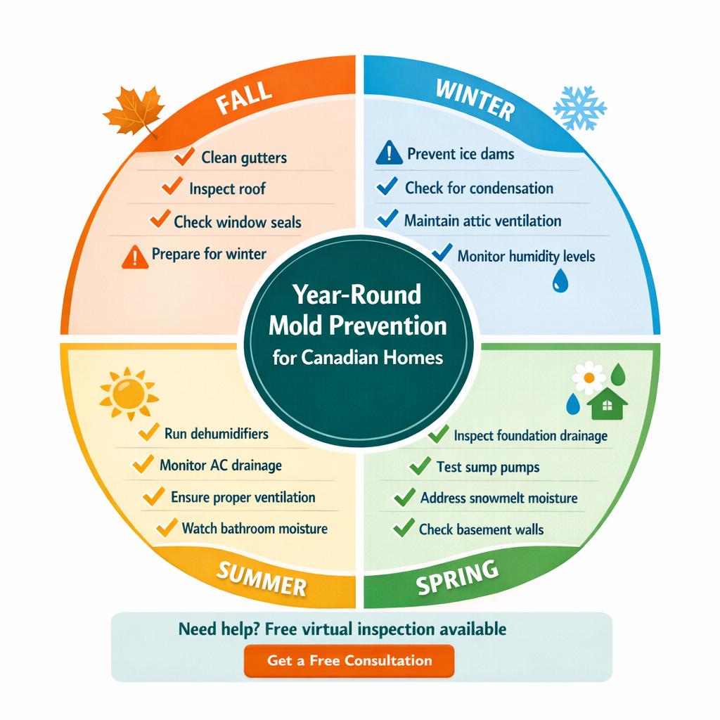 seasonal brown mold prevention calendar for Canadian homes