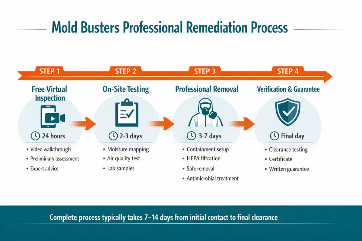 professional brown mold removal process timeline infographic