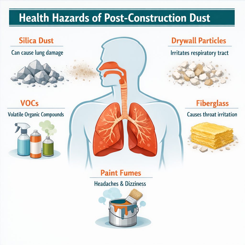 Health hazards of post-construction dust infographic