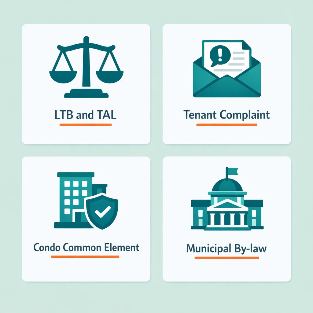 Liability framework: LTB and TAL, Tenant Complaint, Condo Common Element, Municipal By-law