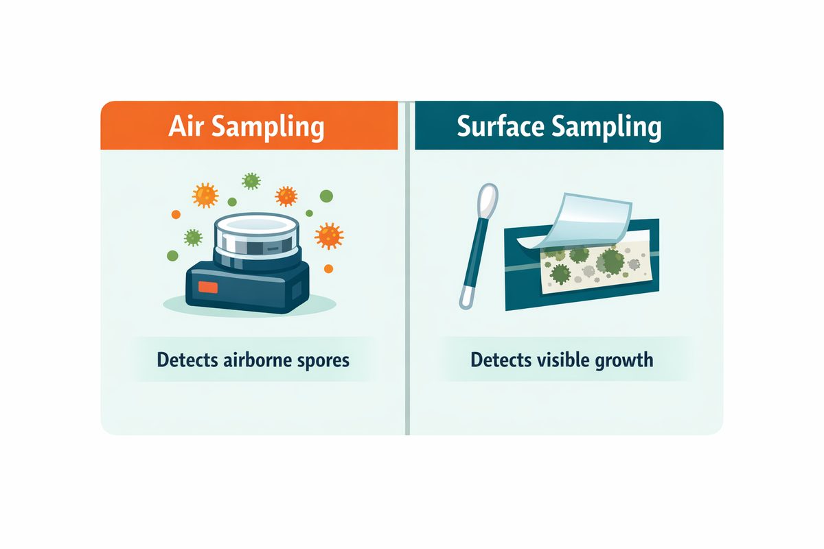 Comparison of air sampling versus surface sampling for mold testing in Montreal