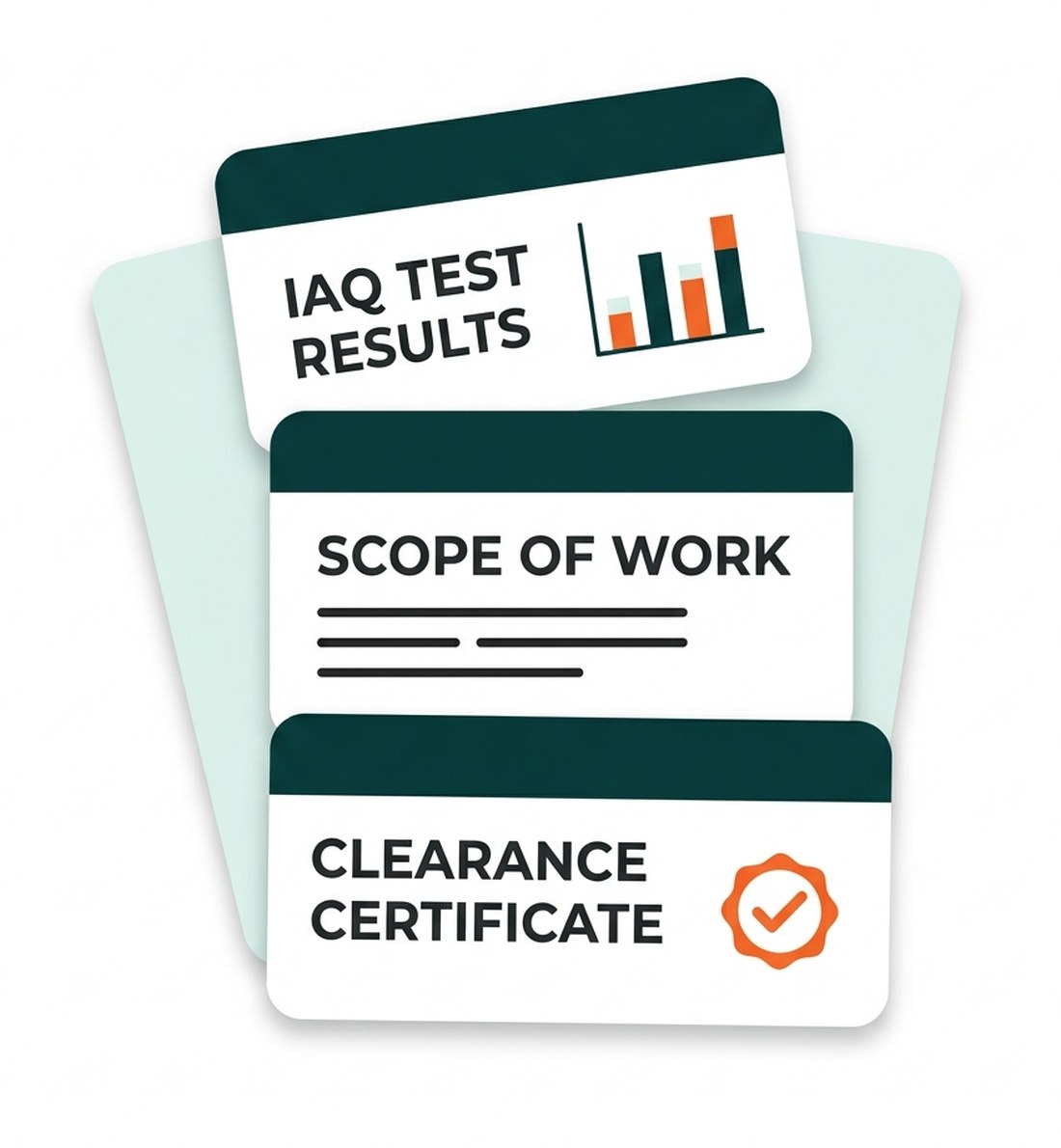 Commercial mold remediation documentation package: indoor air quality test results, IICRC-aligned scope of work, and post-remediation clearance certificate