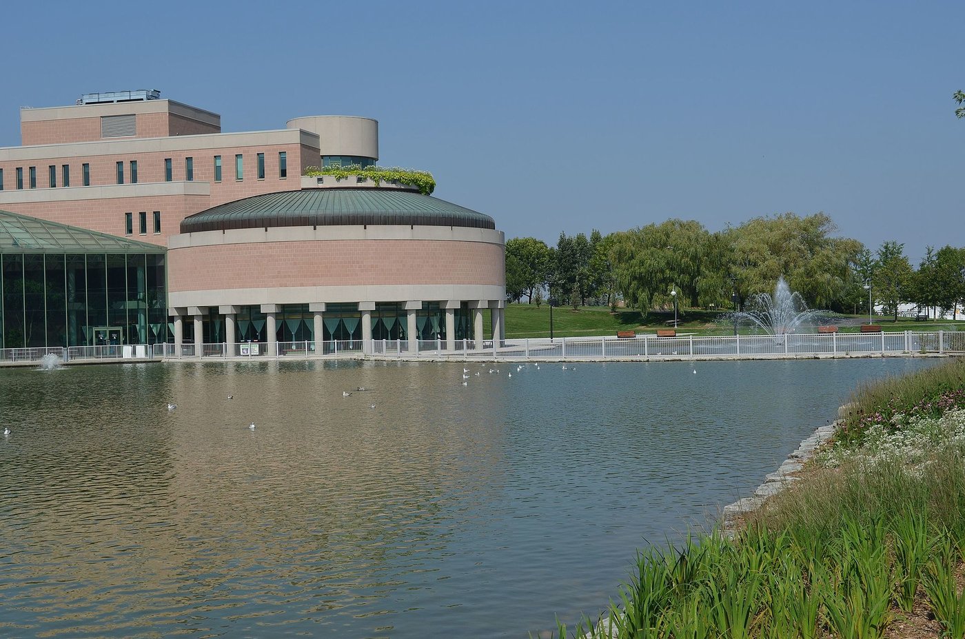 Markham Civic Centre and its reflecting pond in Markham, Ontario