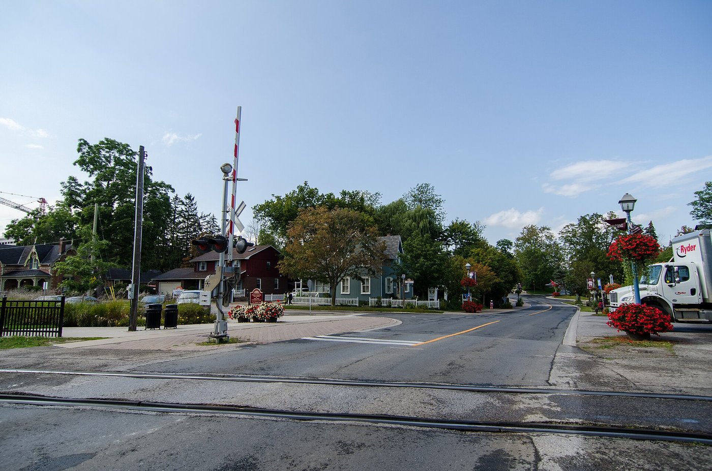 Historic Main Street Unionville at the rail crossing in Markham, Ontario